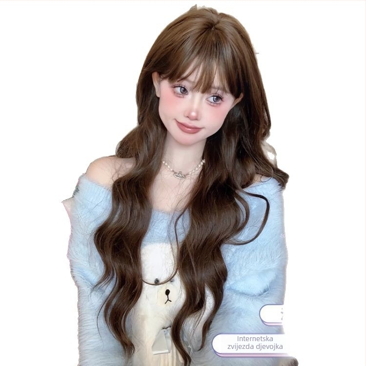 Perika s velikim valovima, duga kovrčava kosa, prirodno lagane fringe; materijal kose: proteinska vlakna; tehnologija: mehanizam; stil: prirodan; model: cijela glava