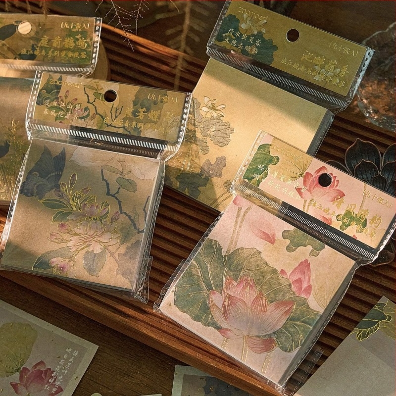 Morning Foam brončani trostruki užitak bilježnica, serija Yujiang Evening Boat, antička poezija i slikarstvo, DIY osnovni papir