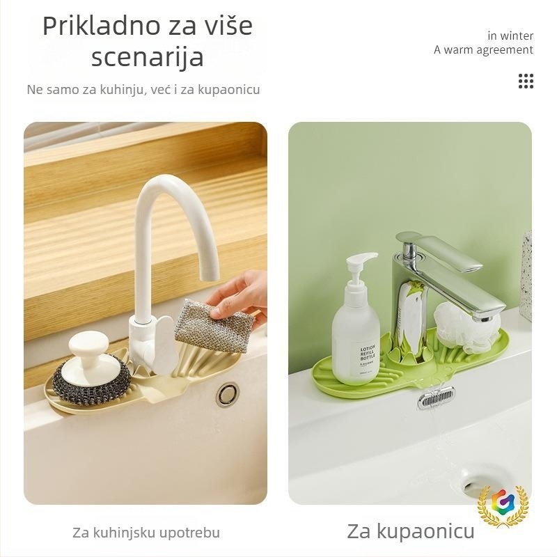 Silikonska podložna za odvod vode u kuhinji – zaštita od kapljica, spremnik za odlaganje, držač čaša, dozator sapuna