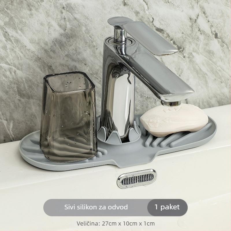 Silikonska podložna za odvod vode u kuhinji – zaštita od kapljica, spremnik za odlaganje, držač čaša, dozator sapuna