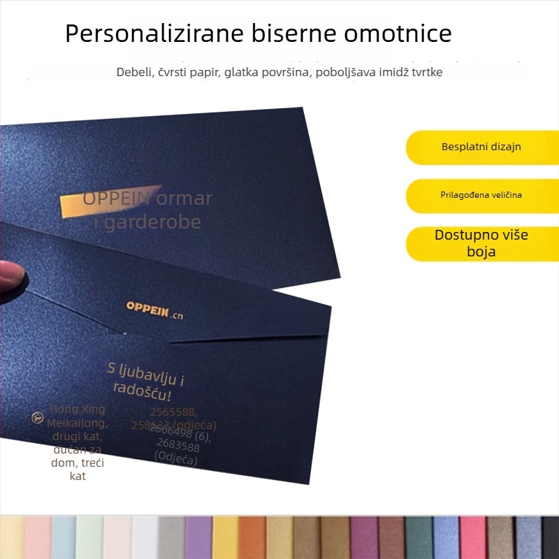 Koverta za pozivnice i fakture s tiskom logotipa i zlatnim folijskim otiskom – vrhunski dojam; materijal: dvostrani offset papir, kraft papir, bijeli karton; 100 komada u paketu