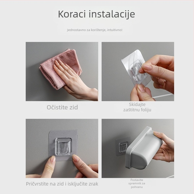 Kutija za pohranu vrećica za smeće - zidna, bez bušenja, model A3226, PP plastika, kapacitet 0-1 L