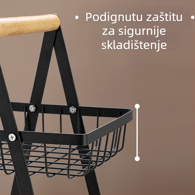 Trostruki kuhinjski odvodni koš s mrežom za odvodnjavanje — karbonsko čelično, višefunkcionalno, pokretan, bez ugradnje