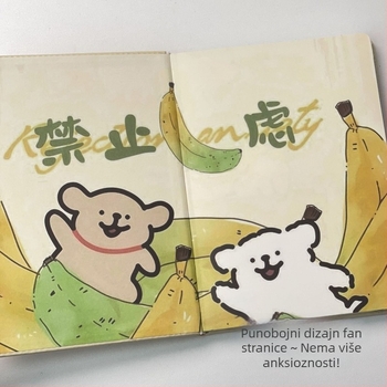 Bilježnica s umjetnom kožom, slatka crtana linija šteneta, bežično povezivanje, papir 100 g/m², 50–100 stranica