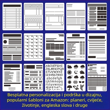 Šablona planer s engleskim slovima i crtežima životinja, PET materijal, bilješke za učenje, prilagodljiv, branda Other, nije uvezen, bez IP autorizacije