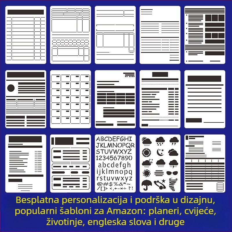 Šablona planer s engleskim slovima i crtežima životinja, PET materijal, bilješke za učenje, prilagodljiv, branda Other, nije uvezen, bez IP autorizacije