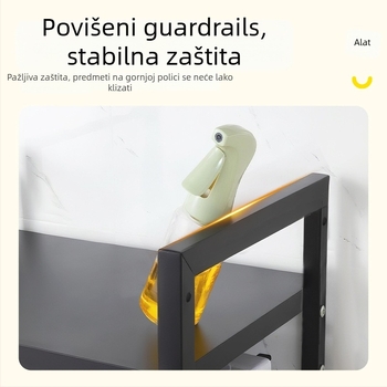 Proširivi stalak od karbonskog čelika za mikrovalnu pećnicu – dvostruki nivo kuhinjski organizator, pravokutnog dizajna, moderni minimalistički stil, za radnu ploču ili ispod/iznad ormarića