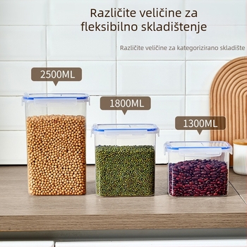 Ran Ye PP kvadratni otporni na vlagu spremnik za zrna i grickalice, kapacitet 2.1–3 L