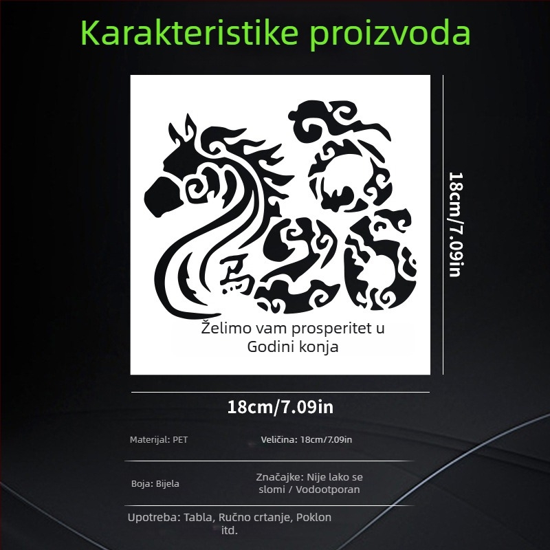 Lin Yun PET komplet šablona alata za Novu godinu – predlošci za tiskanje blagoslova znakova, godišnje slike, DIY za djecu, specifikacije 1–9