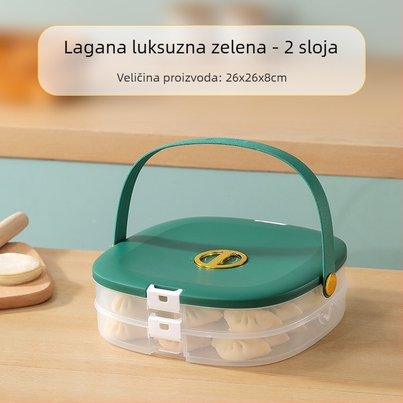 Xiangfei Plastična Kutija za Skladištenje Velikog Kapaciteta, Prijenosni Višeslojni Pladanj za Knedle s Timerom