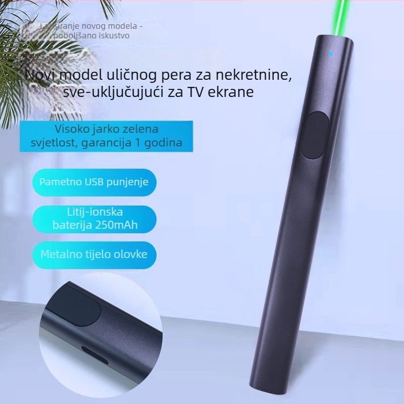 Laserski pokazivač USB punjivi, 532 nm valna duljina, udaljenost 1000, litijska baterija