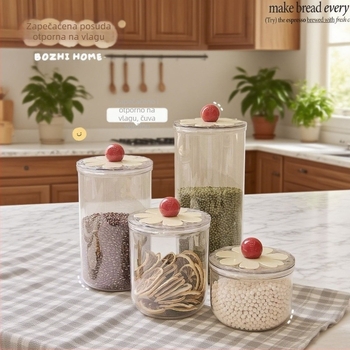 Jiahuan plastična kutija za skladištenje s čvrstim zatvaranjem, okrugli oblik, kapacitet 1–2 L, moderan minimalistički dizajn