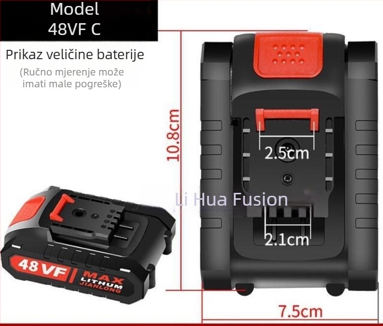 Bežični bušilica i odvijač s litijskom baterijom i Type-C punjačem; napajanje 42V/36V/48V