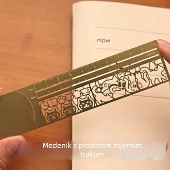 Šablona za mačju bilješku i mjernu ravnalu, isjeckani dizajn mačke, slatki kalendar za mačke i planiranje, višenamjenska ravnala