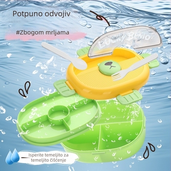 Ovalni plastični kutija za obrok sa zatvorenim pregradama, otporan na miris, mikrovalna pećnica kompatibilna