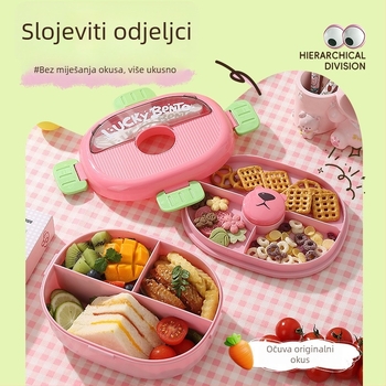 Ovalni plastični kutija za obrok sa zatvorenim pregradama, otporan na miris, mikrovalna pećnica kompatibilna