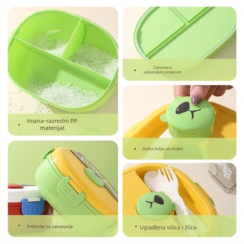 Ovalni plastični kutija za obrok sa zatvorenim pregradama, otporan na miris, mikrovalna pećnica kompatibilna