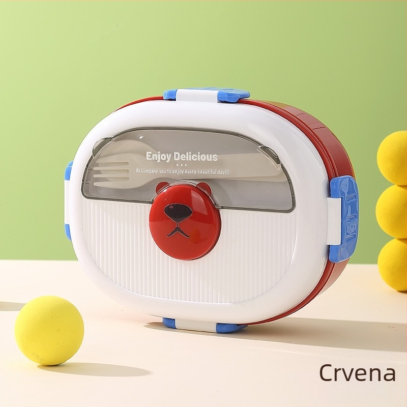 Ovalni plastični kutija za obrok sa zatvorenim pregradama, otporan na miris, mikrovalna pećnica kompatibilna