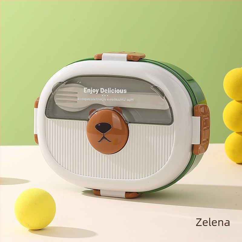 Ovalni plastični kutija za obrok sa zatvorenim pregradama, otporan na miris, mikrovalna pećnica kompatibilna