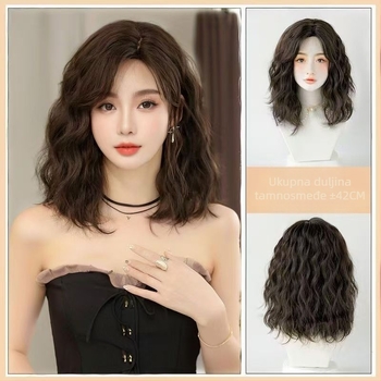 Ženska kratka kovrča perika s potpunim prekrivanje glave, lagana za ljeto, model T-3008, korejski stil, vlakna otporna na toplotu