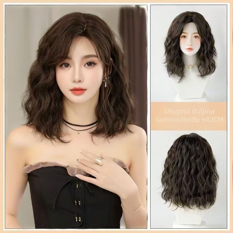 Ženska kratka kovrča perika s potpunim prekrivanje glave, lagana za ljeto, model T-3008, korejski stil, vlakna otporna na toplotu