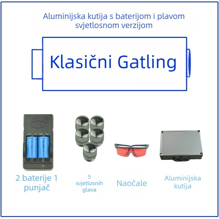 MTTBCHA Ručna laserska svjetiljka za vanjsku upotrebu (domet 1000 m, duljina vala 450 nm, baterija 16340, podrijetlo Zhejiang)