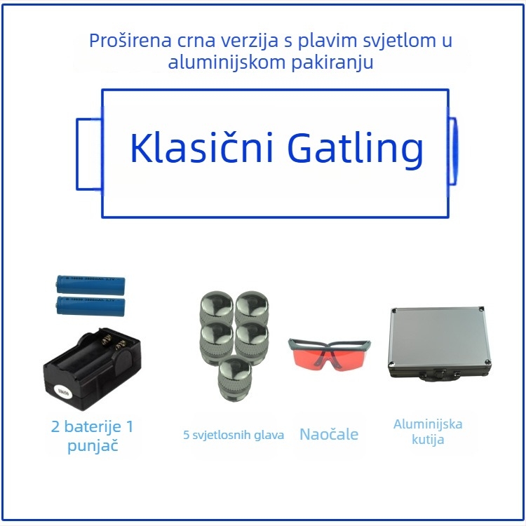 MTTBCHA Ručna laserska svjetiljka za vanjsku upotrebu (domet 1000 m, duljina vala 450 nm, baterija 16340, podrijetlo Zhejiang)