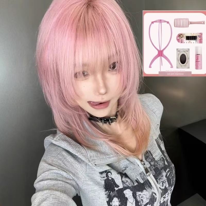 Perika za kratku ravnu kosu – Qi bangs, univerzalni model, vlakno otporno na visoke temperature, mehanička obrada, nije za bojanje ili trajnu