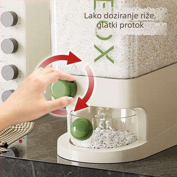 Spremnik za rižu – prehrambene kvalitete, zatvoren, otporan na vlagu i štetnike, plastični (PP), kapacitet 10 L+