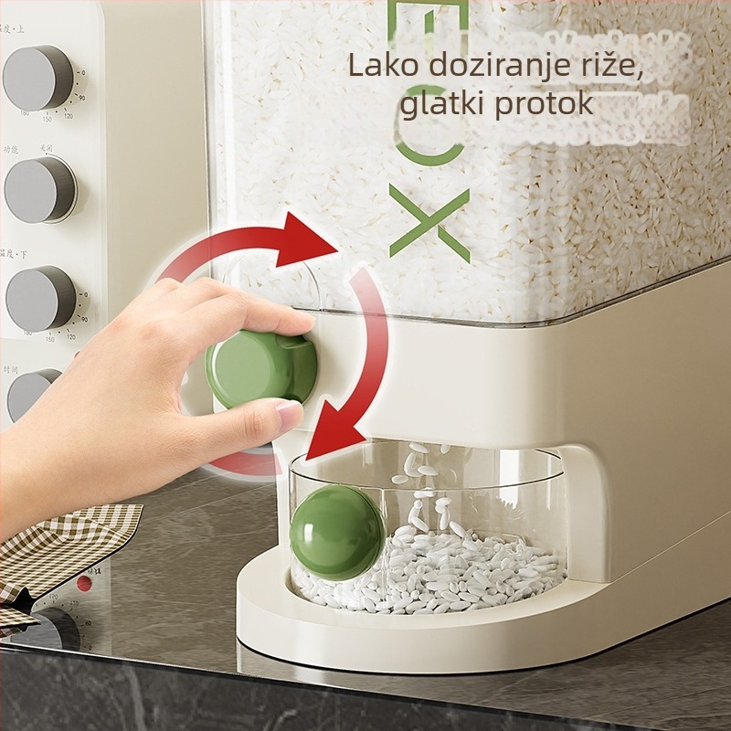 Spremnik za rižu – prehrambene kvalitete, zatvoren, otporan na vlagu i štetnike, plastični (PP), kapacitet 10 L+