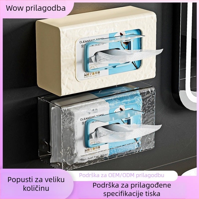 Zidna kutija za vlažne maramice, plastična, vodootporna, višestruka namjena za kuhinju i kupaonicu, kompatibilna s odvojivim papirnatim maramicama
