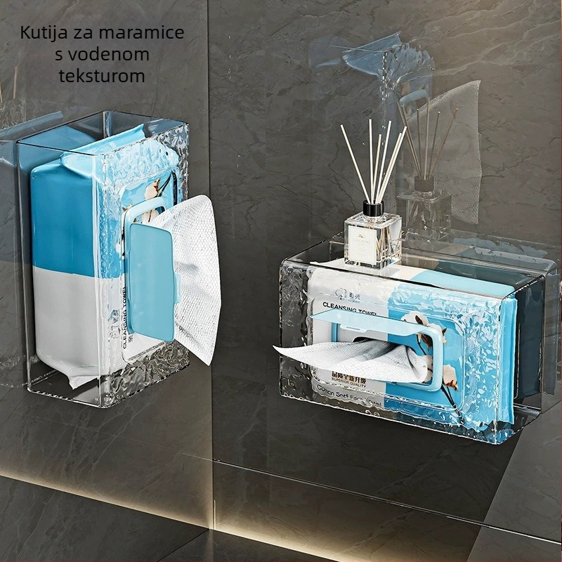 Zidna kutija za vlažne maramice, plastična, vodootporna, višestruka namjena za kuhinju i kupaonicu, kompatibilna s odvojivim papirnatim maramicama