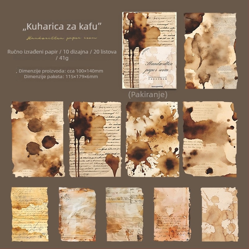 Naljepnice za dnevnik – Serija Handwritten Paper Room, 20 listova, 6 dizajna, skandinavski stil