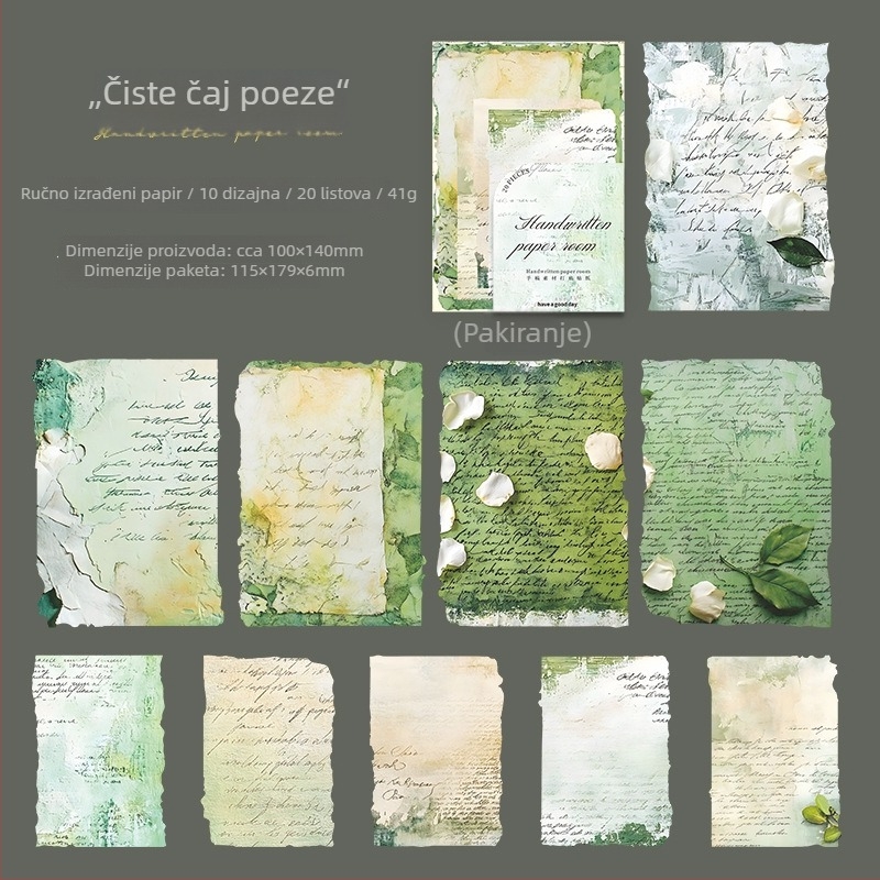 Naljepnice za dnevnik – Serija Handwritten Paper Room, 20 listova, 6 dizajna, skandinavski stil