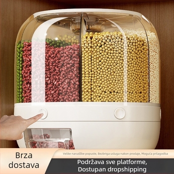 Kutija za pohranu žitarica s zaštitom od insekata i vlage, zatvorena, okretni poklopac, ABS plastika