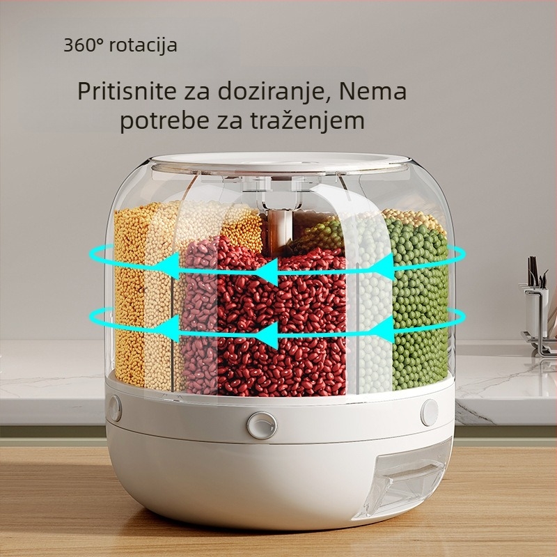 Kutija za pohranu žitarica s zaštitom od insekata i vlage, zatvorena, okretni poklopac, ABS plastika