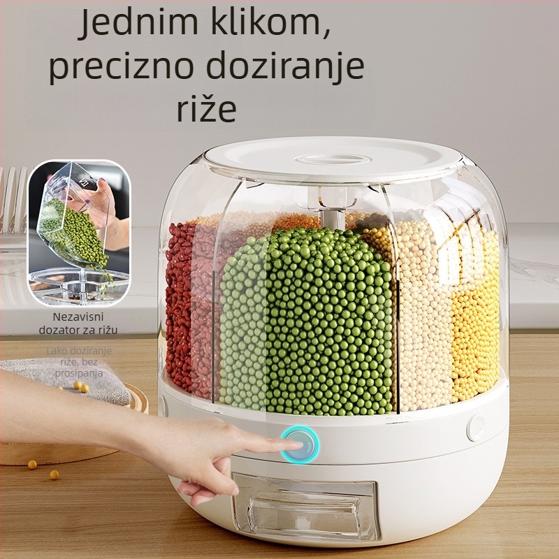 Kutija za pohranu žitarica s zaštitom od insekata i vlage, zatvorena, okretni poklopac, ABS plastika