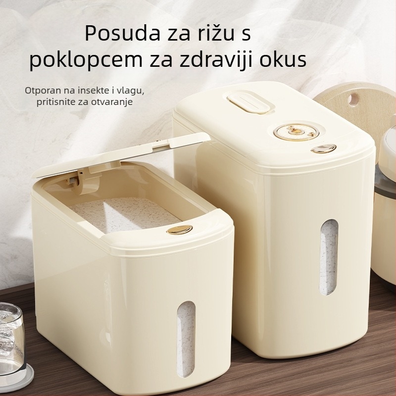 Kutija za skladištenje riže, prehrambena kvaliteta, zatvaranje, zaštita od vlage i štetočina, praćenje datuma - PP plastika