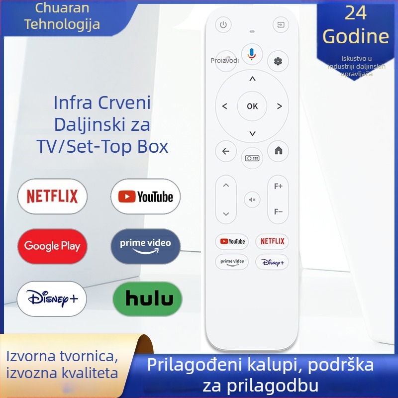 Daljinski upravljač CR-22B za televizor s Bluetoothom, LCD zaslon, 22 tipki, domet 10 m