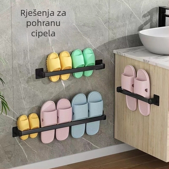 Zidni držač papuča za kupaonicu, bez bušenja, 80 cm, metal