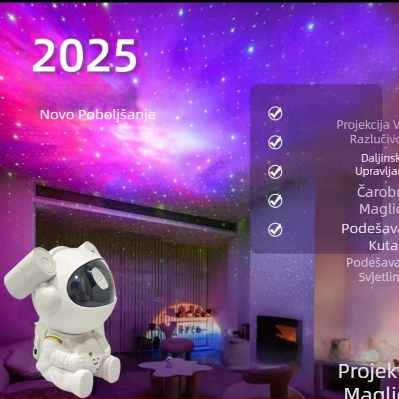 Projektor zvjezdanega neba s astronautom, HD kućna ambijentalna rasvjeta, dekorativna lampa za spavaću sobu, kreativni ukras
