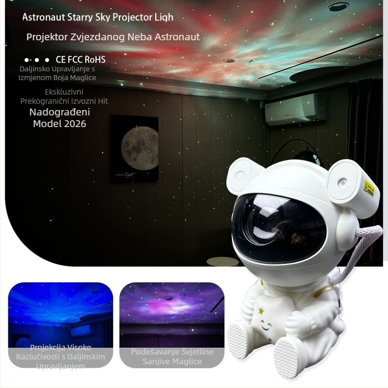 Projektor zvjezdanega neba s astronautom, HD kućna ambijentalna rasvjeta, dekorativna lampa za spavaću sobu, kreativni ukras