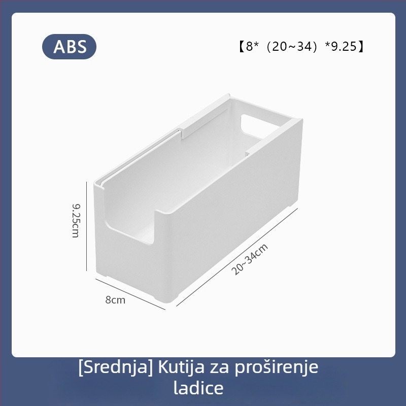 Organizator ladice s ugrađenim pregradama za kozmetiku i ruževe, teleskopske podjele, pogodan za toaletni stol, duboki ormarić, studentski dom
