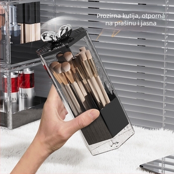 Organizator za make-up četke, plastični, proziran, kapacitet 18, moderni minimalistički stil, otvoreni poklopac