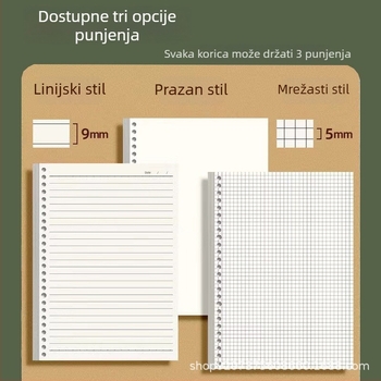 A4 PP bilježnica s metalnim klipom, odvojiva, udobna za držanje, za učenike od osnovne škole do sveučilišta