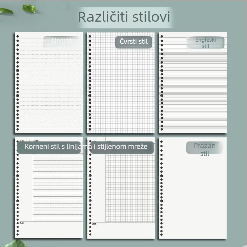 A4 PP bilježnica s metalnim klipom, odvojiva, udobna za držanje, za učenike od osnovne škole do sveučilišta