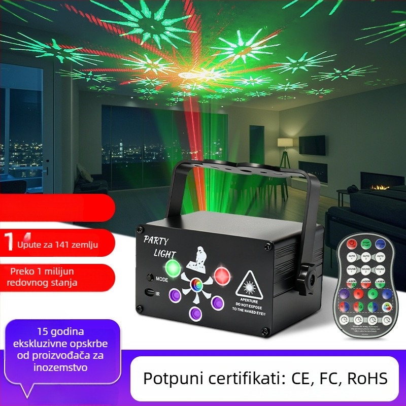 KTV atmosfera božićna projekcijska svjetiljka s UV laserom, šarene rotirajuće zrake, rasvjeta pozornice (Model R80)