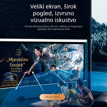 Električni motorirani projekcijski zaslon za ured i dom, velike veličine 200 i 180 inča, bežični daljinski upravljač za podizanje