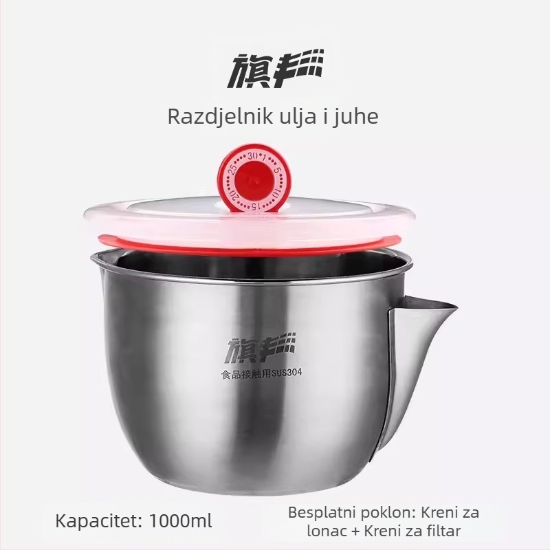 Separator ulja i juhe od nehrđajućeg čelika za kućnu kuhinju – filtriranje ulja, prozirna juha, japanski stil