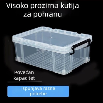 Prozirna plastična kutija za skladištenje, pravokutnog oblika, model 772, kapacitet 10–20 L, višenamjenska, otporna na vlagu, s pregradnim poklopcem